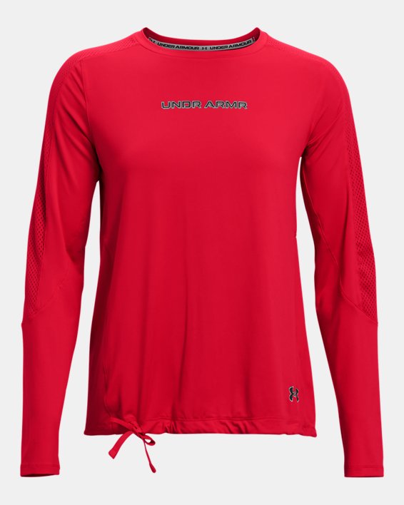 Women's UA Pieced Mesh Long Sleeve, Red, pdpMainDesktop image number 2